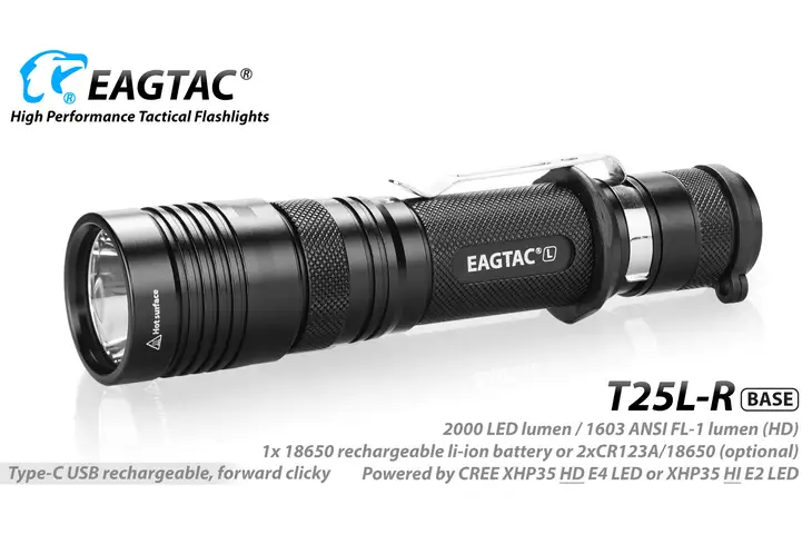 EAGTAC USB Rechargeable T25LR XHP35 Tactical Flashlight Base w/ Free Shipping and Handling — 2 models - view 9